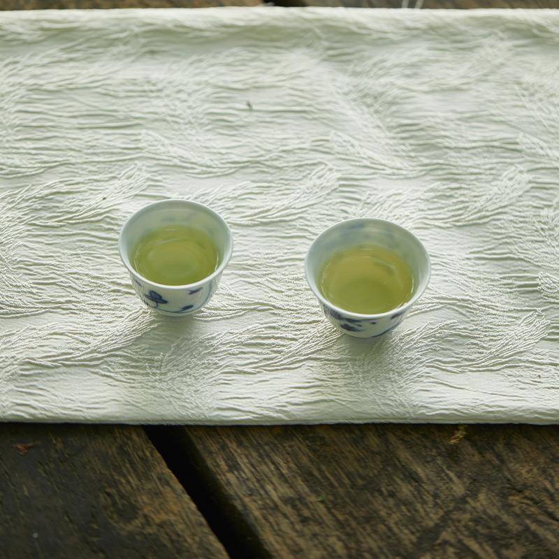 束刻手工提茶席棉麻艺中式茶垫花长款家700布垫茶道配布件桌旗布