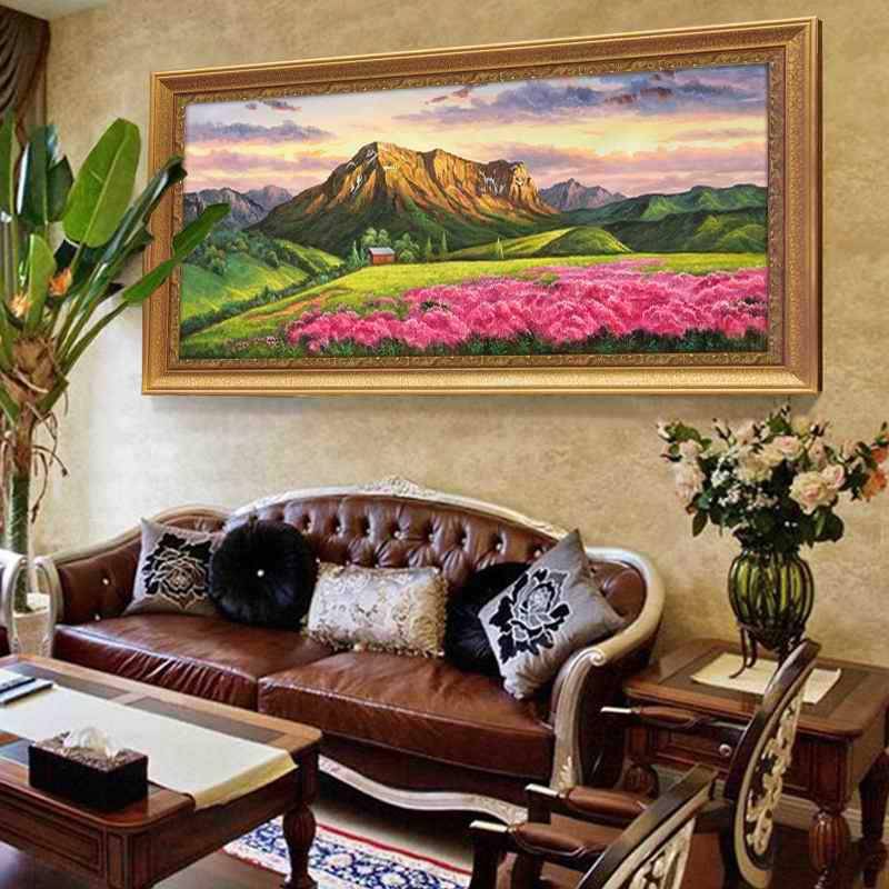 熏衣草客厅装画沙G691发背饰景简欧墙欧画山风水墙面油画餐厅式田