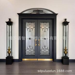 铁艺大门别门SVT墅艺入对开门防盗金属玻璃户门庭铁院大门