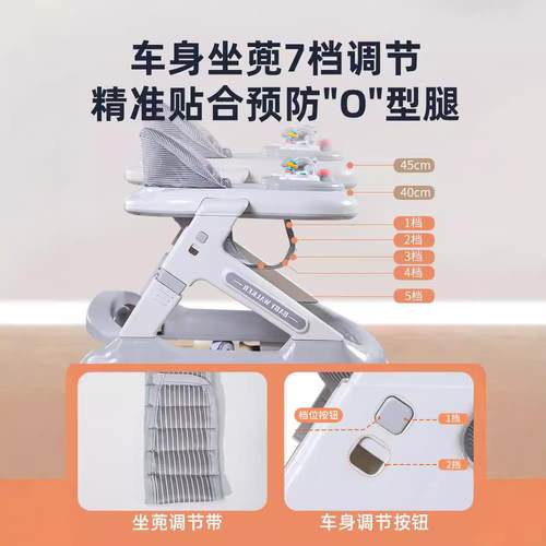 婴儿学步车防O一腿儿童推车202合3款三宝宝防侧CTS型翻玩具四轮