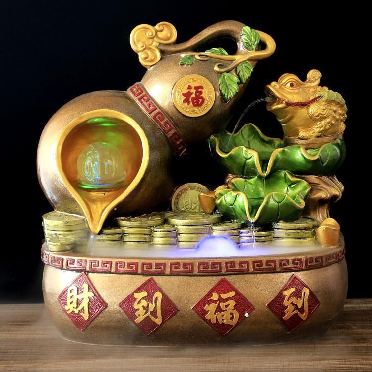 创GAF意葫芦金假山室流水装饰艺品加工湿器创办公桌面树脂工蟾艺