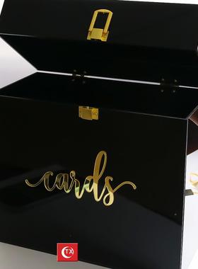 品TX电福PEB商亚克力黑色装饰卡结婚用盒卡片信封祝语收纳盒子