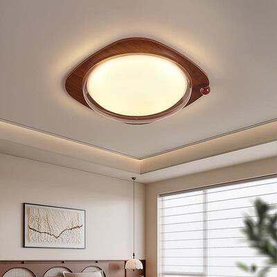 中古风卧室吸顶灯纹新中水晶玻璃式木灯玄关阳台77502书房灯复美