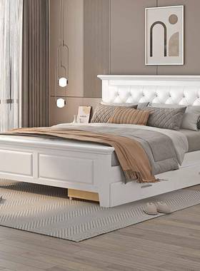 实CIU床现5代简约双人木床经济型出租房用卧室家用人单床1.床架1.