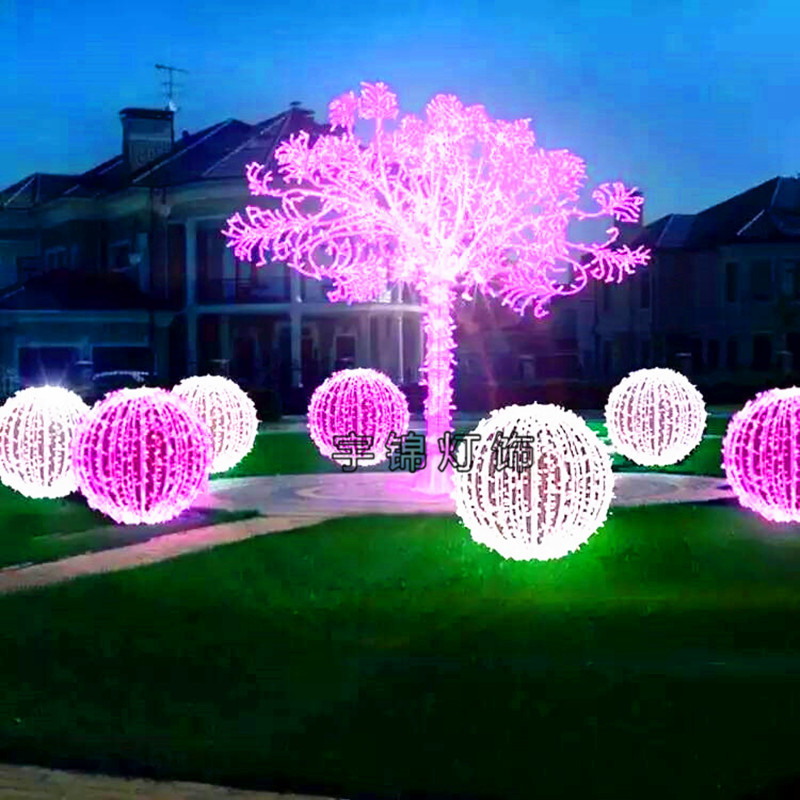 梦幻灯光节造型灯LED水晶树圆球图案灯 灯光秀策划厂家可安装指导