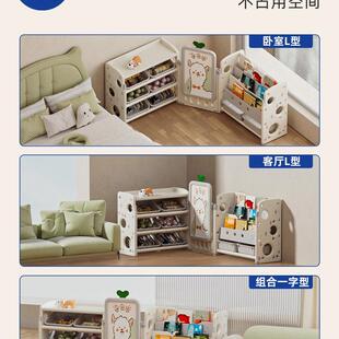 儿童玩具收纳架书架二儿合一宝宝绘本置体OLV物柜婴多层大容量储