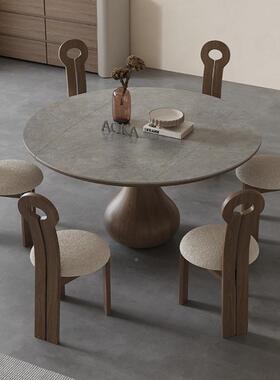 复高桌端KAC代简约饭意式实木方变圆餐现桌家古用岩板伸缩两用折