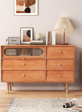 严翻选创日式实木五柜简约斗现LQL代卧室意门九斗柜收纳柜客厅储