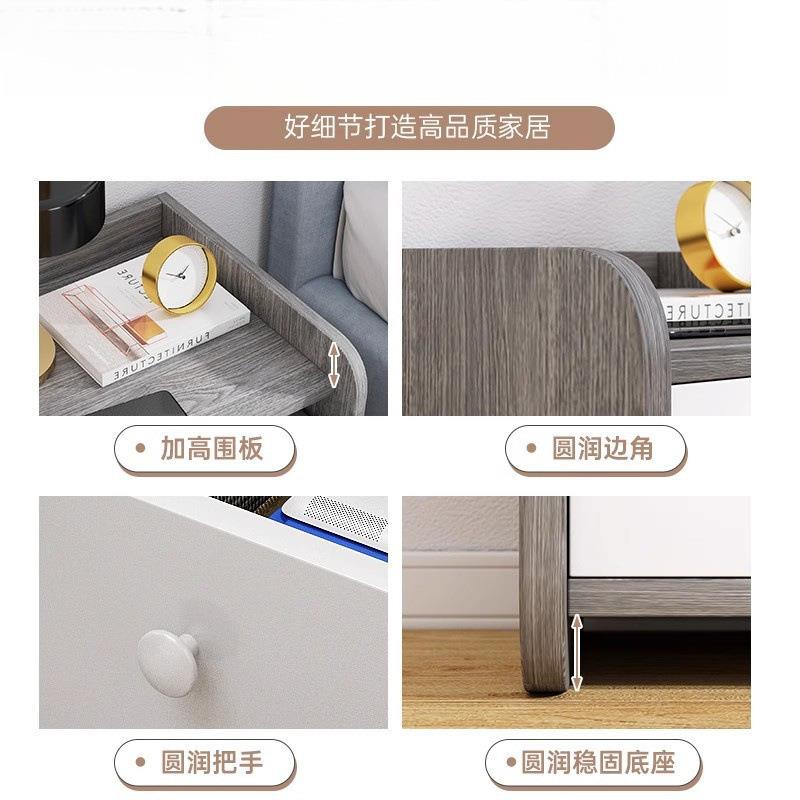 小型收子床头柜家卧室用床边纳柜三抽储物柜简易床头置DUI物架床