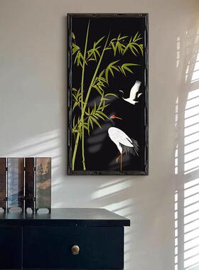 川中古装风客厅玄关饰画节节鼎高升子仙鹤挂B-490竹画复古书房走