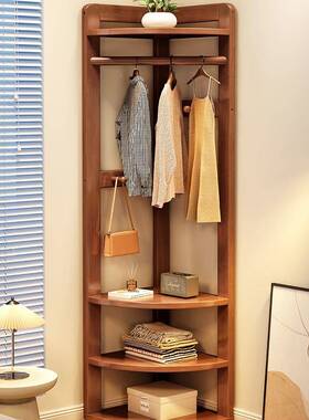 实地木转NNH衣角帽墙架落卧室挂衣架角置物架简易家用拐角挂衣服