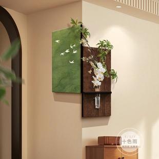 中古544风玄关转装 饰角画立体水意培客绿植厅拐角挂画创入户墙面