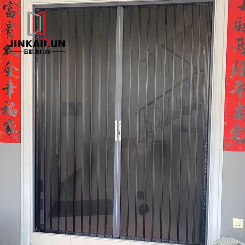 叠金刚网狗折纱门平网防盗带锁防猫老合FXE鼠铝金极窄款隐形推拉