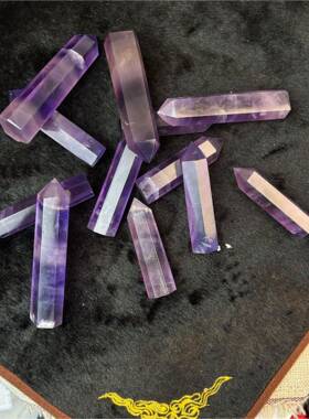 天OEN然紫云母水晶柱公斤件货源供白紫粉黄水晶直消磁水摆风家居