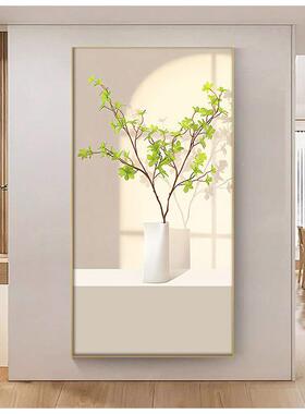 新中式现17548代户玄关饰画植客入厅装走廊过道壁画绿小清新竖版