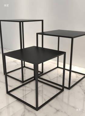 简GNX约铁艺小花方几展示架桌子客厅物沙发地角几边几柜落置架架