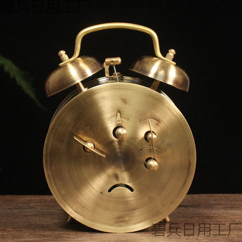 仿古铜发条机械上弦闹钟床头