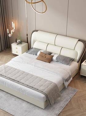 7W皮床现代简约1.*2mAIX双人大卧科技布床8主床大气婚床轻奢布艺