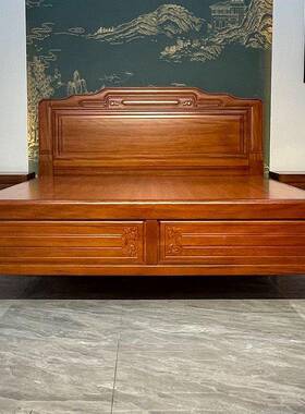 .新中式金花梨木全榫卯实木床1.888#8中式双人卧床15米米仿古室大