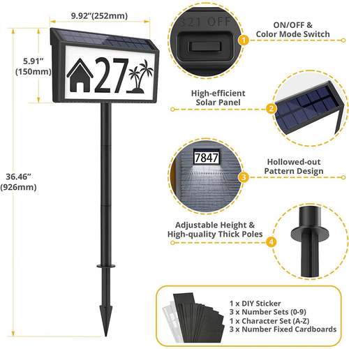 太阳能门牌户灯防外水LED庭灯院号码UGT户外地址指示灯