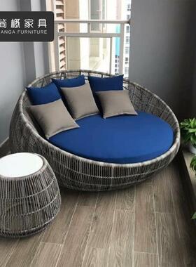 民户外别14579墅花园沙藤编躺床酒店露台藤发闲酒休店宿泳池圆沙