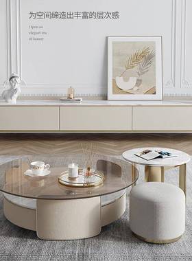 意式轻大理石烤漆电奢视柜红茶几组合网后现简约小户型95825地代