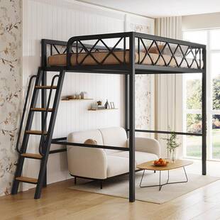 床铁艺高架童单上层上床下桌组铁床省空间阁楼复式81786二楼合儿