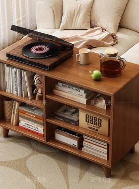 沙边几实边柜家用卧室床小MVX头落地木书柜储物发柜一体客厅茶桌