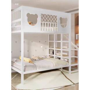 上下床层床铁床书桌一11.12体铁艺高架单上小户层型上床下双桌lof