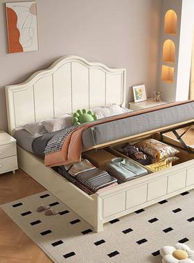 美式实木床简约现代床储物主卧1米8双人床居大TRE床202家年新款5