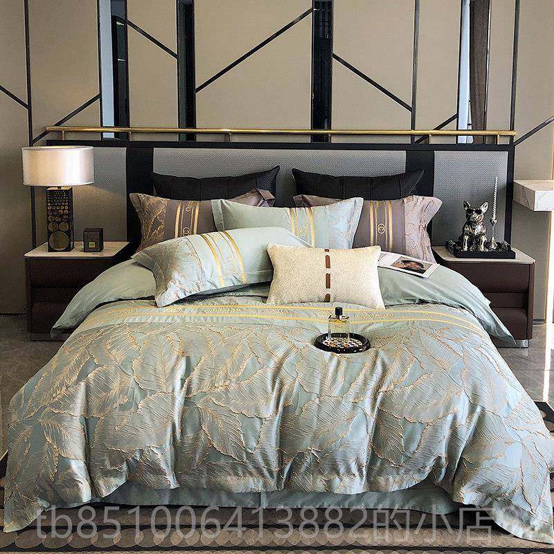 正品10支奢华4提花埃全及棉四件套出口欧美纯棉棉贡缎用床上品床