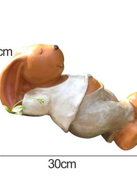高档户外花装院饰园 庭置摆件 院子 园艺装布饰仿真动物兔子摆件