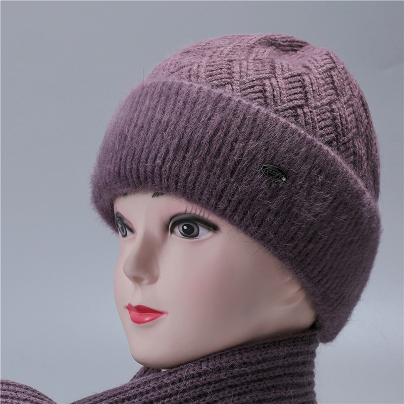 老人冬季加绒保暖针织帽