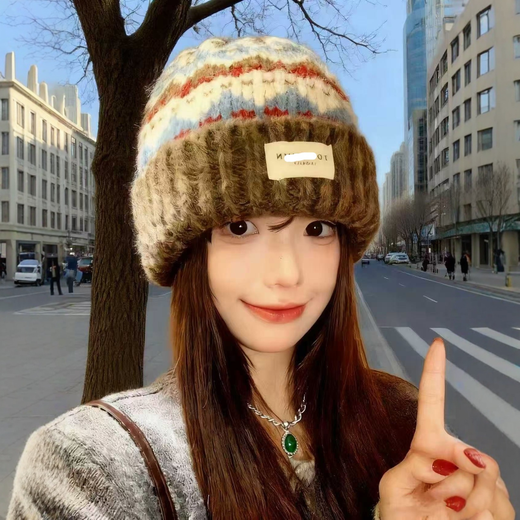 新款显瘦百搭保暖毛线帽女