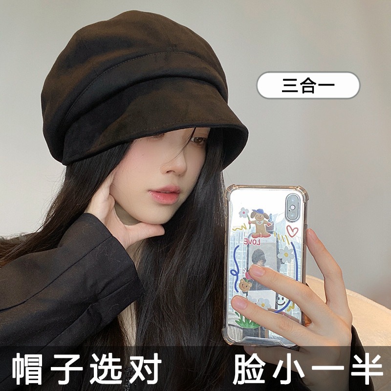 显脸小复古渔夫帽女秋冬百搭