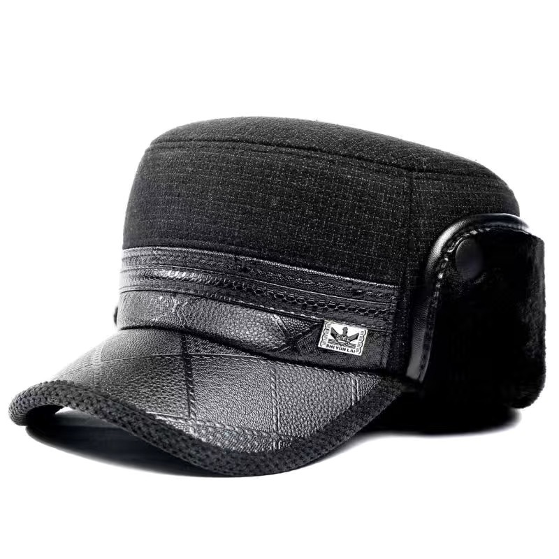 中老年男士保暖护耳棉帽