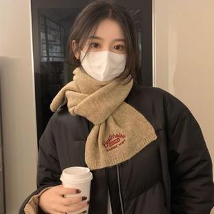 安可拉围巾冬季 毛线针织纯色女士韩系加厚红色保暖百搭 波尔多新款