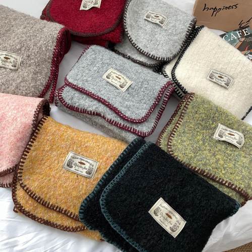 韩系纯色针织围巾女冬保暖