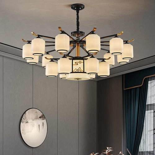 新中式客厅灯吊灯大气家用主卧房间灯禅意复古别墅餐厅饭店包厢灯