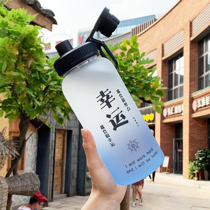 超大容量1000ml水杯男玻璃杯个性创意潮流便携女森系磨砂瓶茶杯子