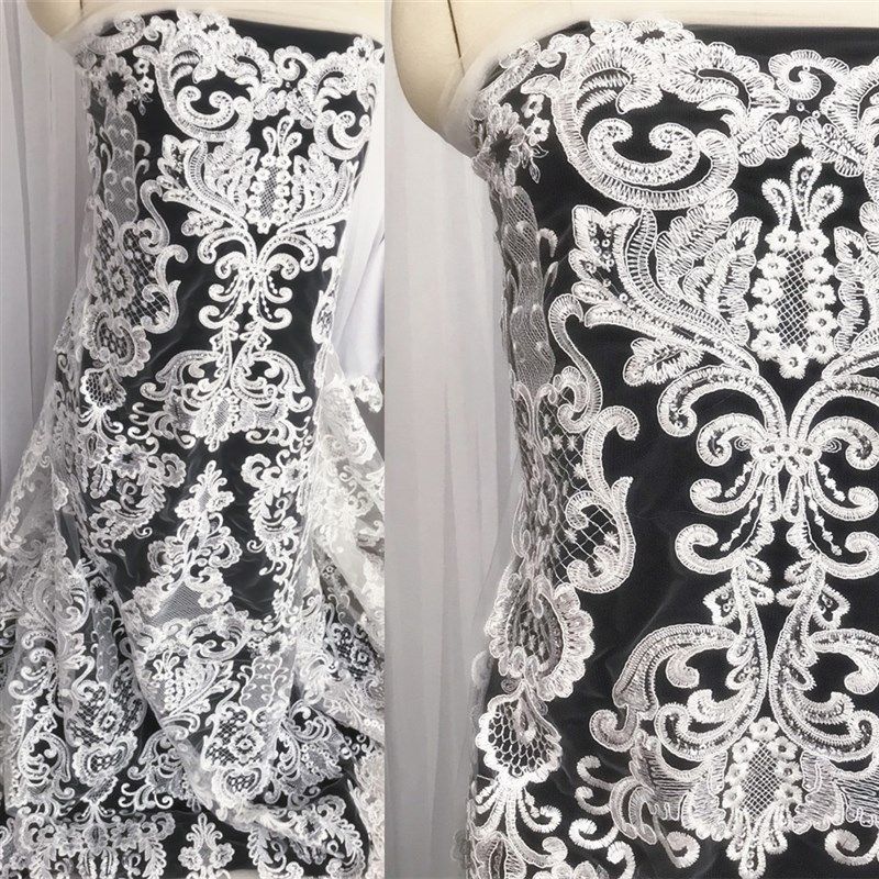 金黄色欧式宫廷高档时装亮片刺绣蕾丝花边辅料婚纱礼服服装布面料