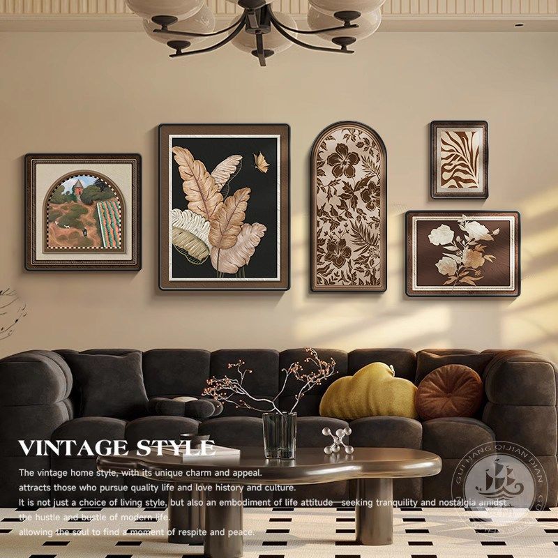 法式复古客厅装饰画高级感中古风沙发背景墙挂画小众艺术绿植壁画,家居饰品,现代装饰画,淘宝优惠券,粉丝福利购,淘宝优惠卷