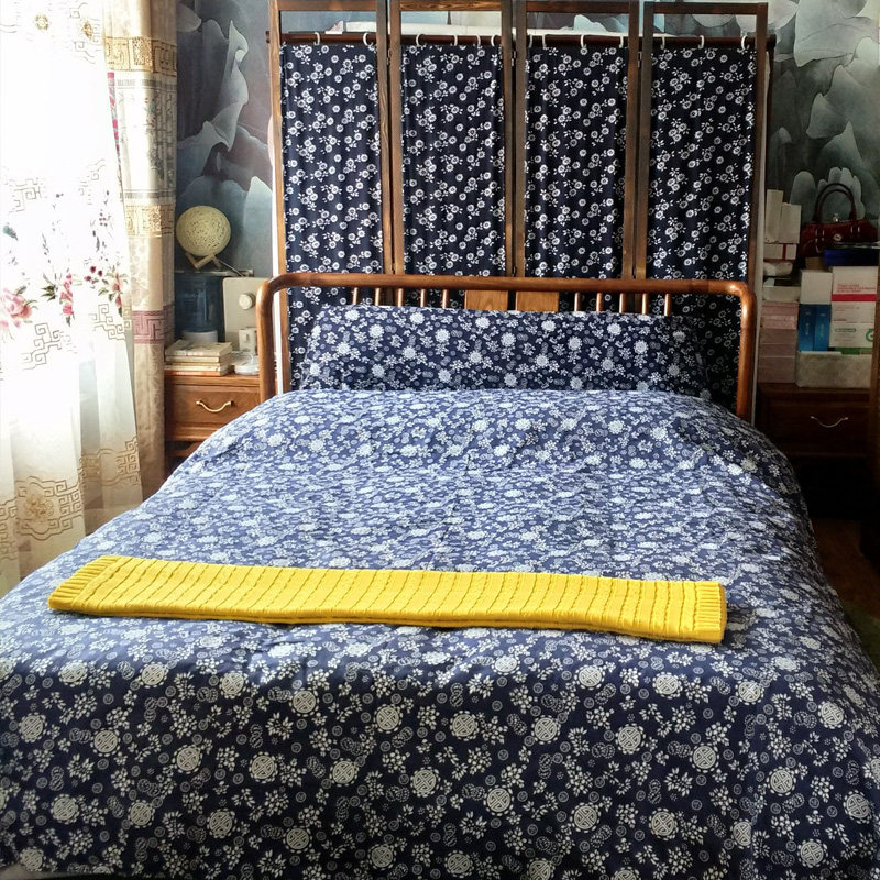 加厚纯棉老粗布床单单件青花瓷大炕单学生宿舍全棉三件套亚麻帆布