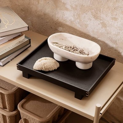 丹麦Ferm Living橡木托盘长方形浴室收纳盘洗漱台化妆品展示盘