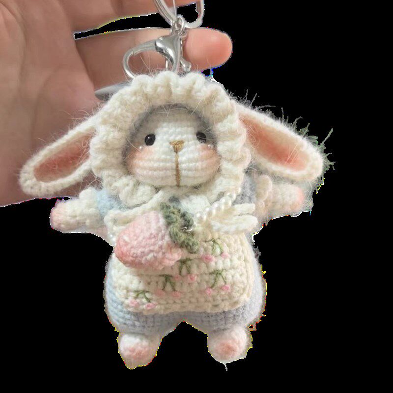 手工编织糖糖兔玩偶diy材料包毛线钩针可爱玩偶摆件挂件钥匙扣包