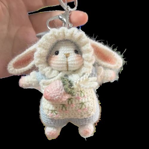 手工编织糖糖兔玩偶diy材料包毛线钩针可爱玩偶摆件挂件钥匙扣包