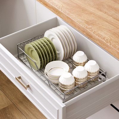 304不锈钢碗架沥水架橱柜内单层厨房放碗碟盘子沥水篮收纳置物架