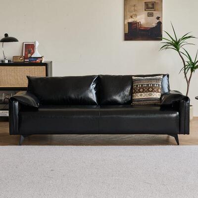 黑色约沙VDL发小户客厅现代简人公寓卧室出租型房复古油蜡皮艺双