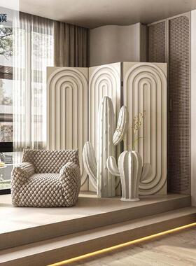 现代白易简屏风隔断挡墙折屏创客厅卧室遮约意折叠移动布ILQ屏障