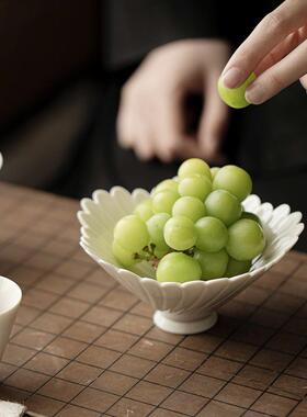 宜室茶话草木灰中式复古陶瓷茶48660意点盘用创高足家水盘糖果零